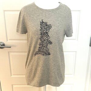 J Crew Factory Short-sleeve dog scribble sweater Medium